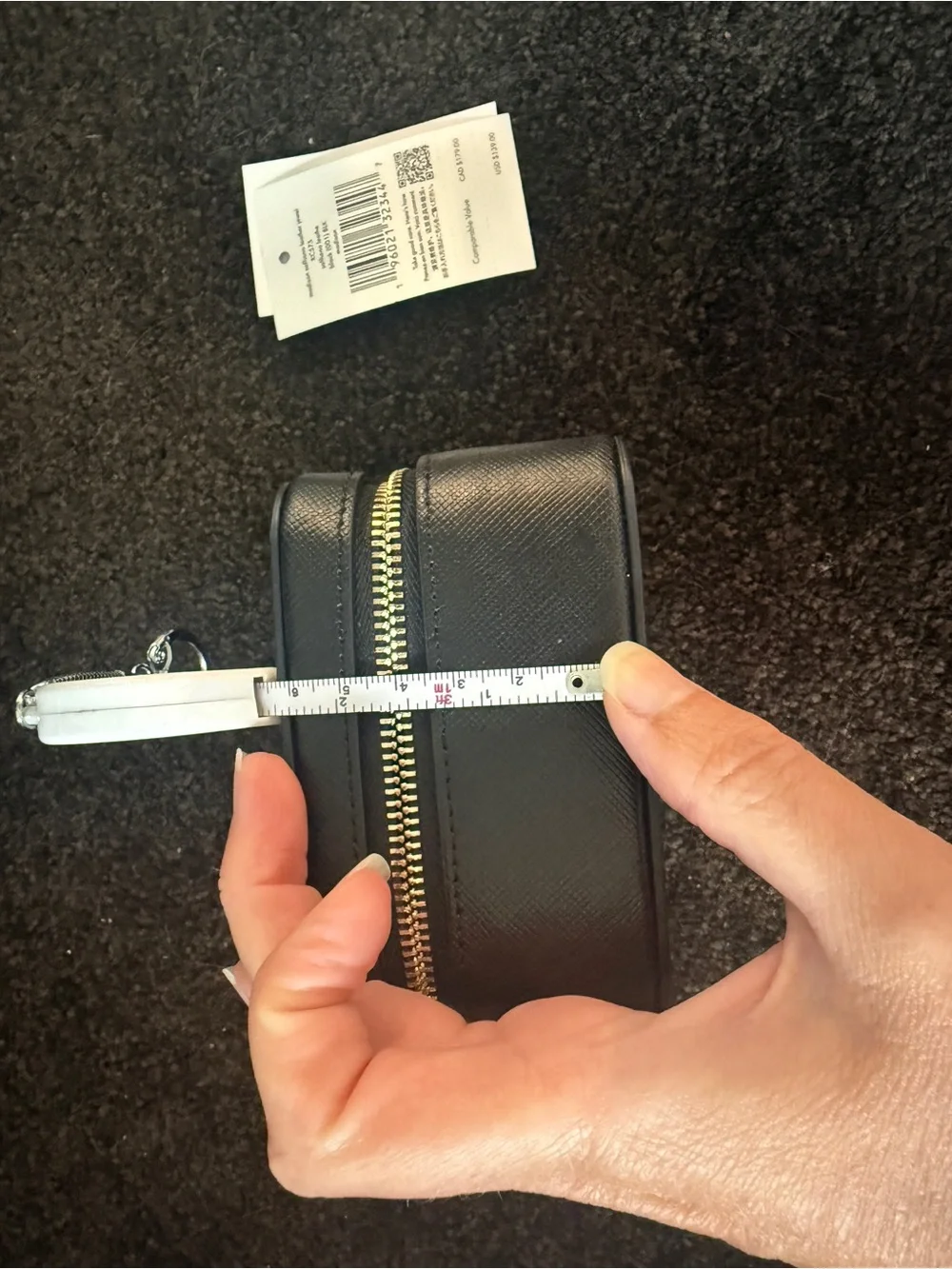 kate spade saffiano leather Black and Gold Compact Jewelry Case